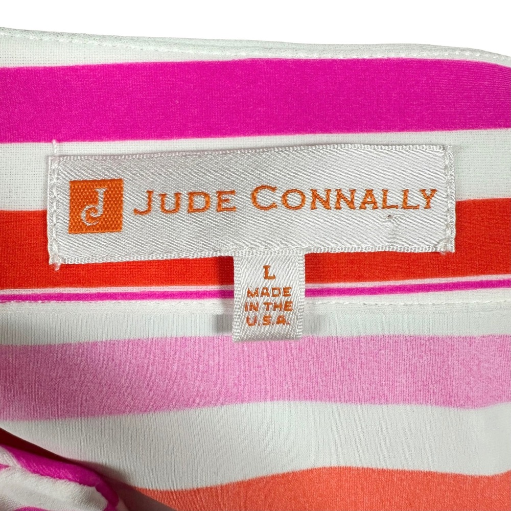 Jude Connally Laney Tunic Dress Pink Orange Stripe Resort Preppy Size L USA Made - Picture 5 of 13